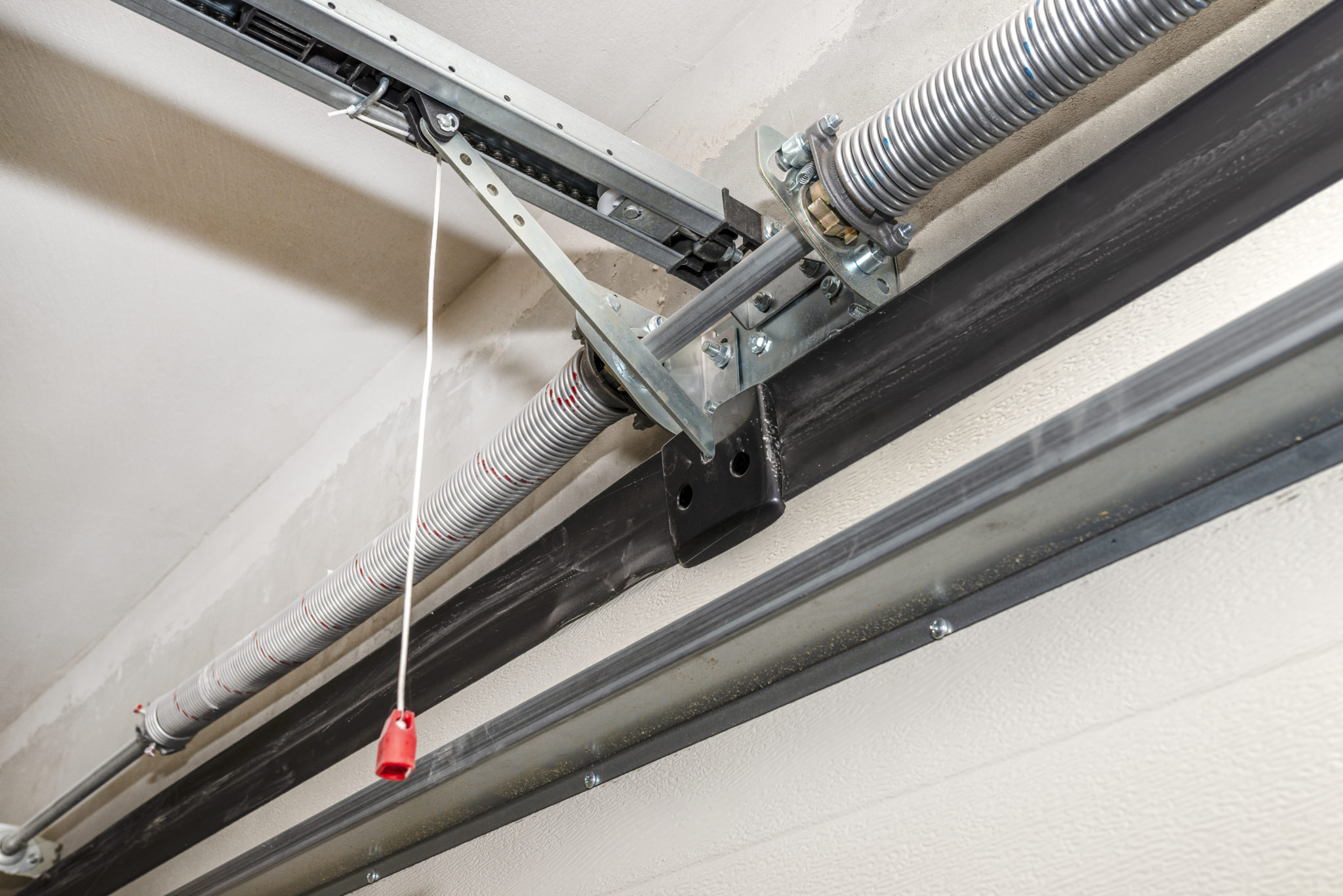 close up of a garage door spring after a garage spring repair