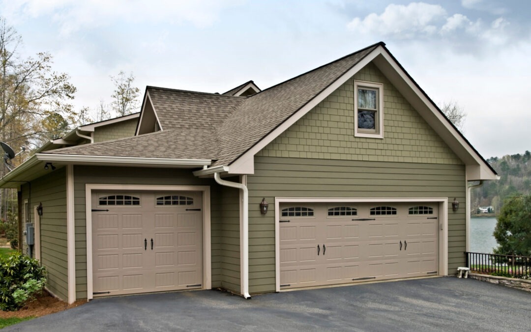 Garage Doors on a House with fiber cement siding
