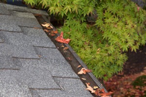 Mesh gutter guards over troughs to prevent leaves and large debris from getting into gutters. Clogged gutters less likely, maintenance is much easier, can prevent rusting and provides added fire protection.